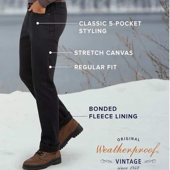 Weatherproof Vintage Fleece Lined Pants - Men's Regular Fit - Picture 2 of 9